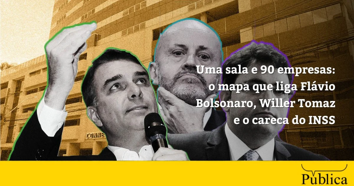 Mapa de 90 empresas em sala comercial liga Flávio Bolsonaro a esquema de corrupção no INSS